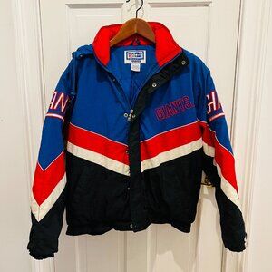 VTG Starter Jacket Men Large New York Giants Baggy Puffer Full Zip Hood 90s Y2K